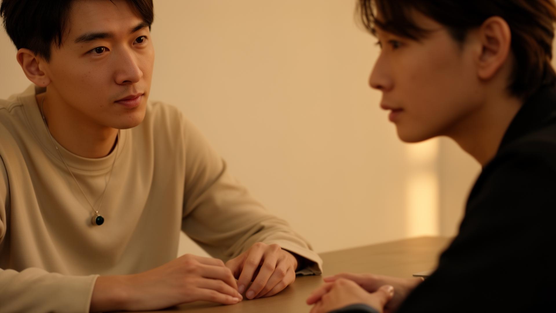 Two people in conversation